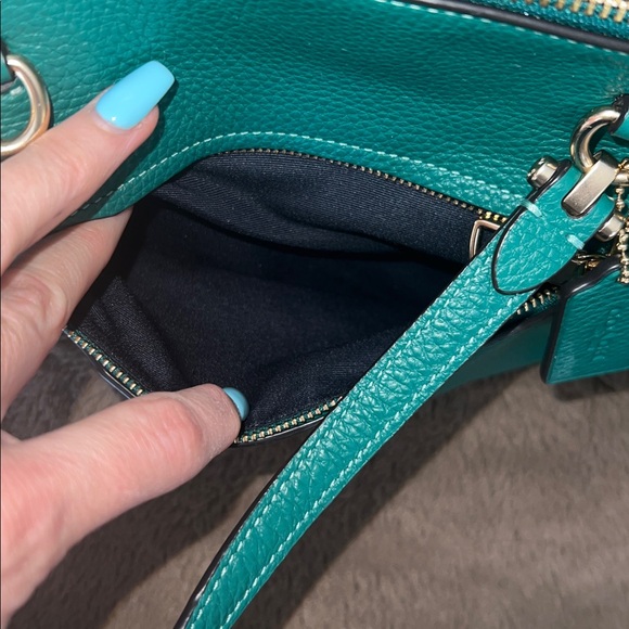 Coach Praire Satchel in Pebbled Leather Jade Green crossbody - Picture 9 of 16